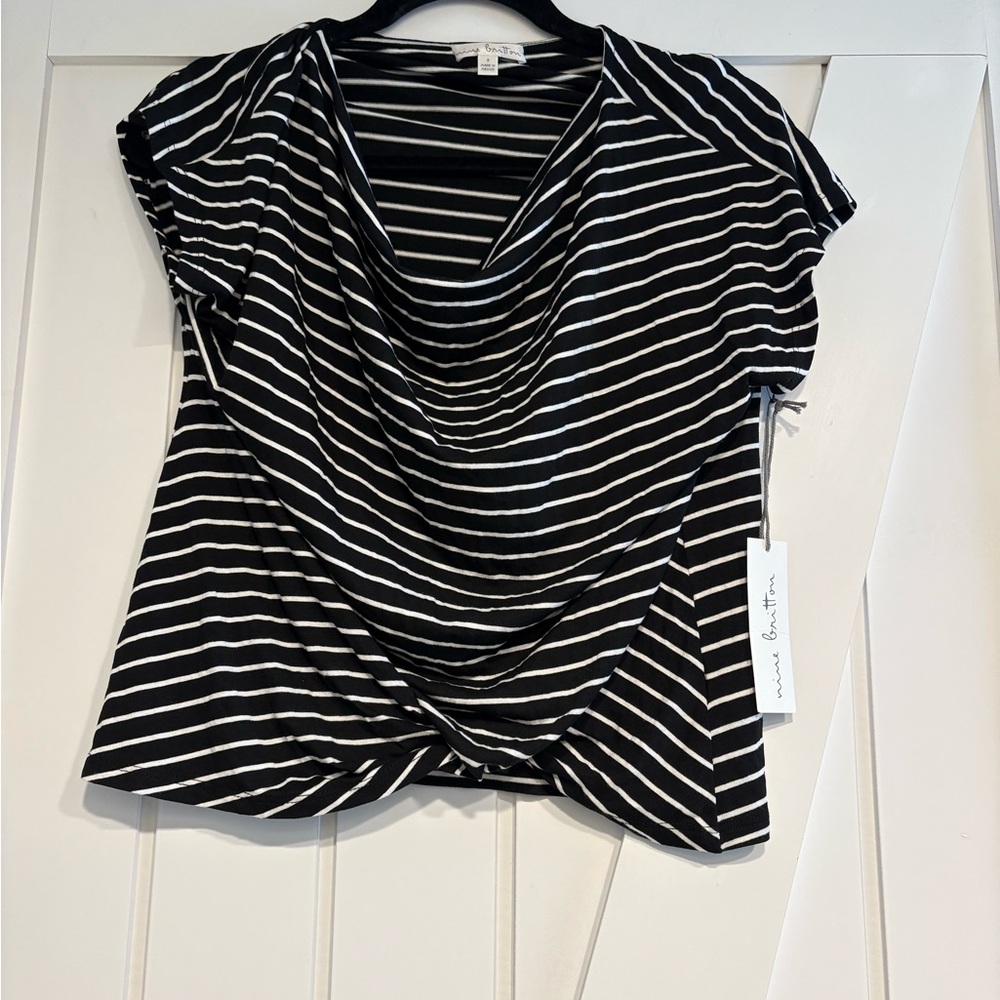New with Tags! Black and White Striped Women Top